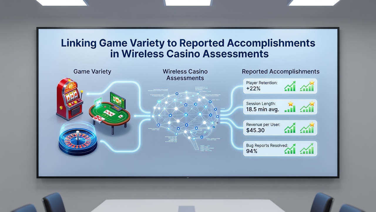 Mobile device screen showing achievement badges and progress trackers linked to multiple game types in a wireless casino app