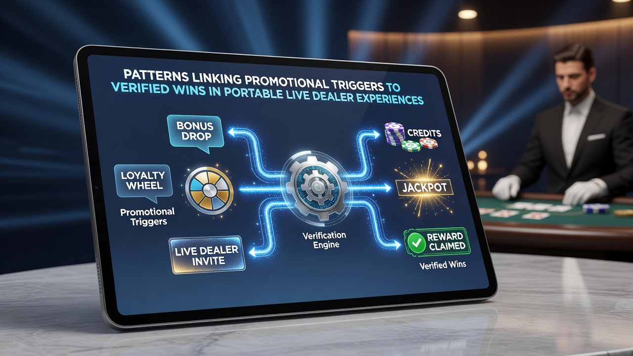 Analytics dashboard showing promotional trigger pathways leading to verified mobile live dealer wins