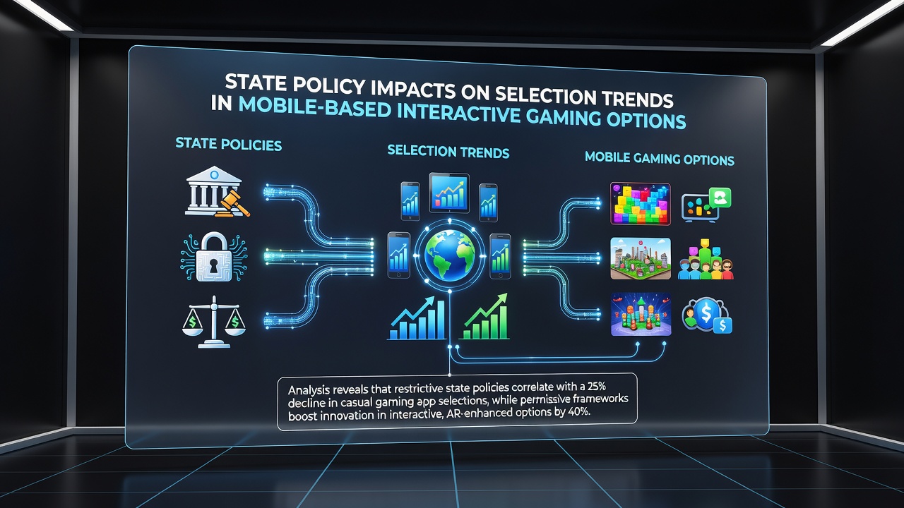 Regulatory documents and mobile screens illustrating policy effects on gaming selections