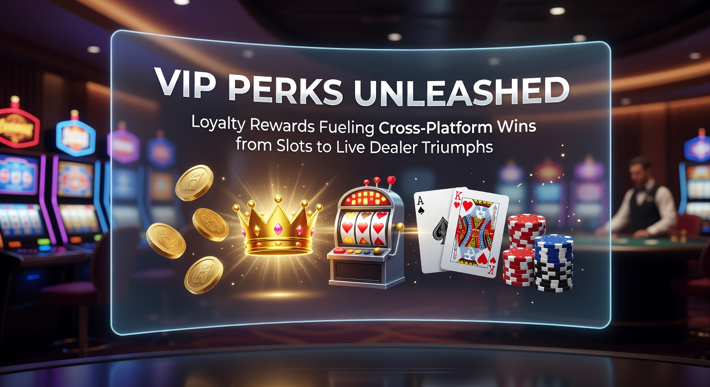 Vibrant casino interface showcasing VIP loyalty tiers with slots, live dealers, and reward badges glowing on screen
